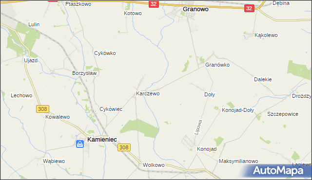 mapa Jaskółki gmina Kamieniec, Jaskółki gmina Kamieniec na mapie Targeo