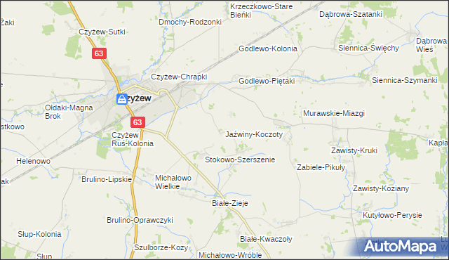 mapa Jaźwiny-Koczoty, Jaźwiny-Koczoty na mapie Targeo