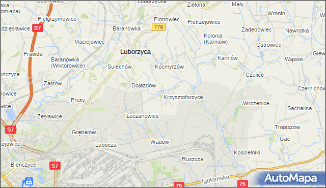 mapa Krzysztoforzyce, Krzysztoforzyce na mapie Targeo
