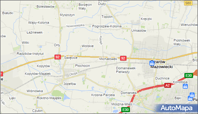 mapa Michałówek gmina Ożarów Mazowiecki, Michałówek gmina Ożarów Mazowiecki na mapie Targeo