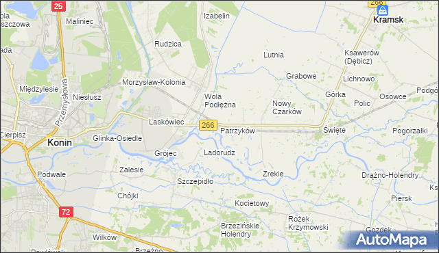 mapa Patrzyków gmina Kramsk, Patrzyków gmina Kramsk na mapie Targeo