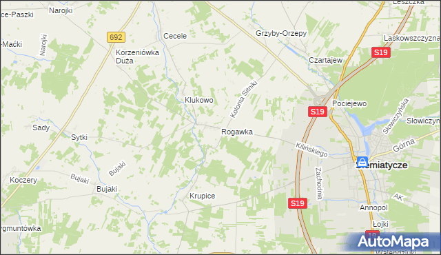 mapa Rogawka, Rogawka na mapie Targeo