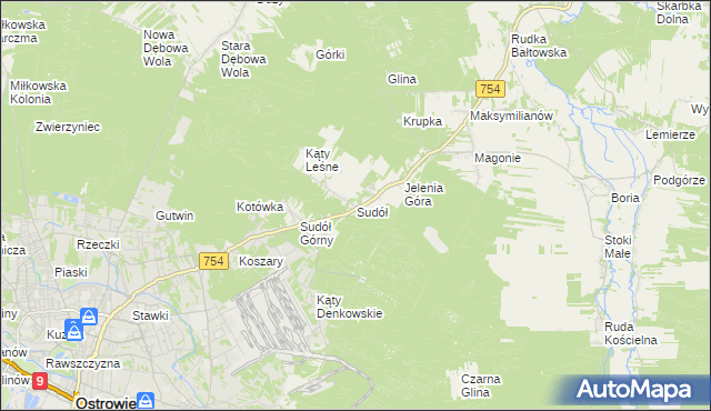 mapa Sudół gmina Bodzechów, Sudół gmina Bodzechów na mapie Targeo