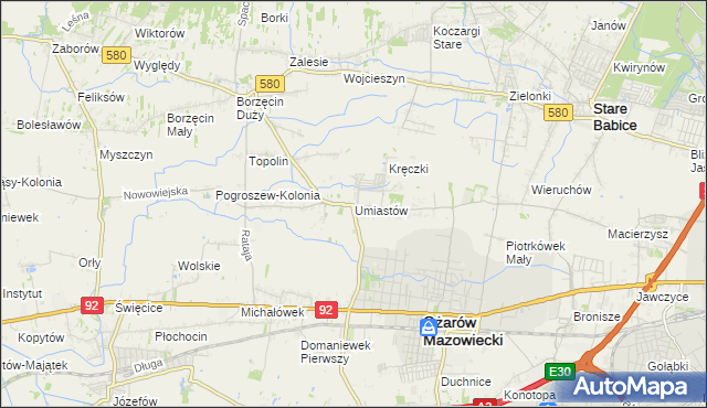 mapa Umiastów, Umiastów na mapie Targeo