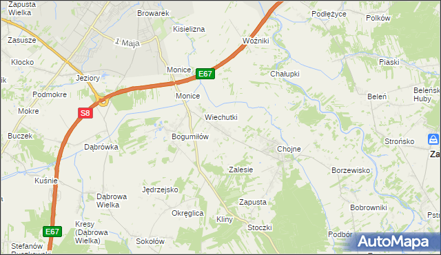 mapa Wiechucice, Wiechucice na mapie Targeo