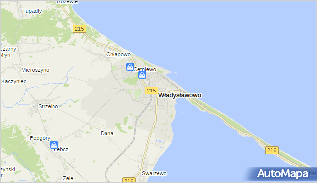 mapa Władysławowo powiat pucki, Władysławowo powiat pucki na mapie Targeo