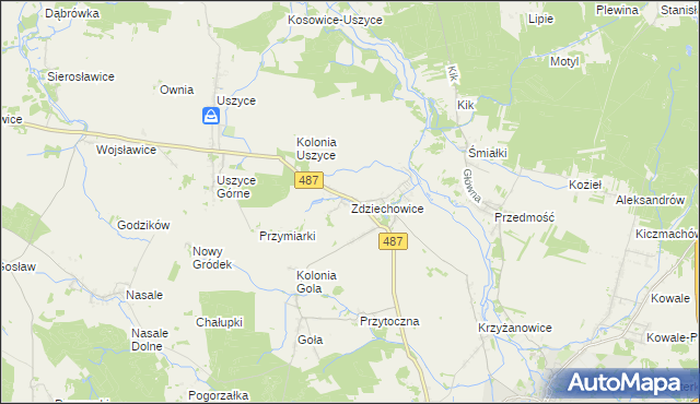 mapa Zdziechowice gmina Gorzów Śląski, Zdziechowice gmina Gorzów Śląski na mapie Targeo