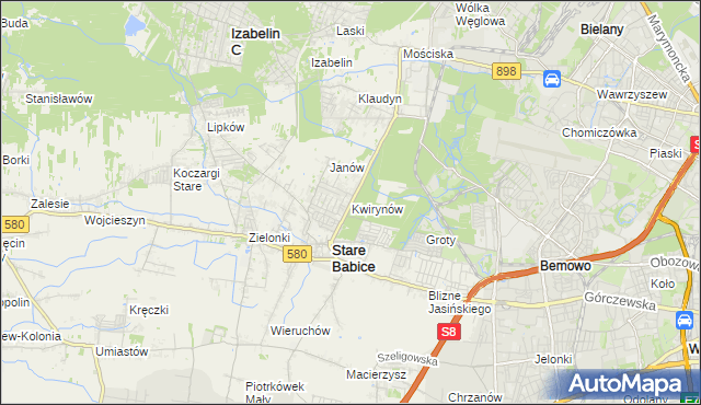 mapa Kwirynów gmina Stare Babice, Kwirynów gmina Stare Babice na mapie Targeo