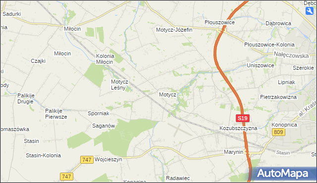 mapa Motycz, Motycz na mapie Targeo