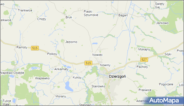 mapa Nowiec, Nowiec na mapie Targeo