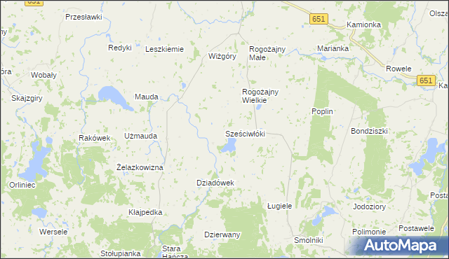 mapa Sześciwłóki, Sześciwłóki na mapie Targeo