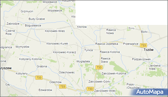 mapa Tynica, Tynica na mapie Targeo