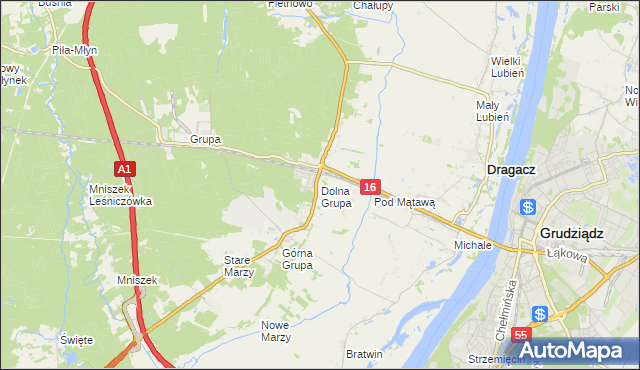 mapa Dolna Grupa, Dolna Grupa na mapie Targeo