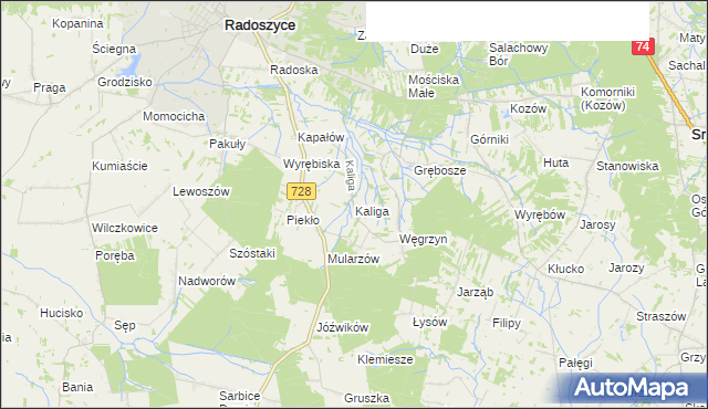 mapa Kaliga, Kaliga na mapie Targeo