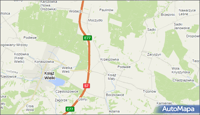 mapa Krzeszówka, Krzeszówka na mapie Targeo