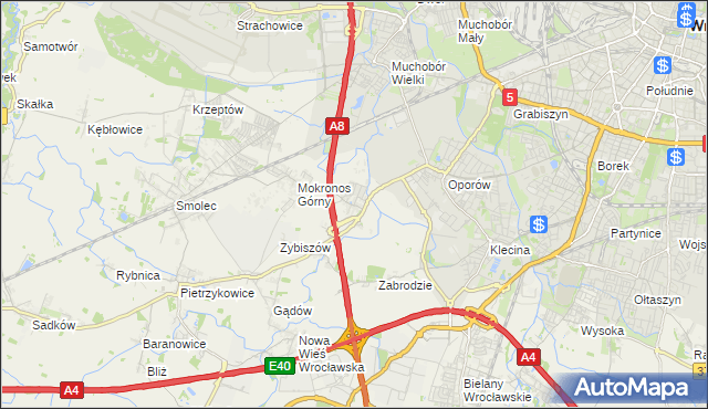 mapa Mokronos Dolny, Mokronos Dolny na mapie Targeo