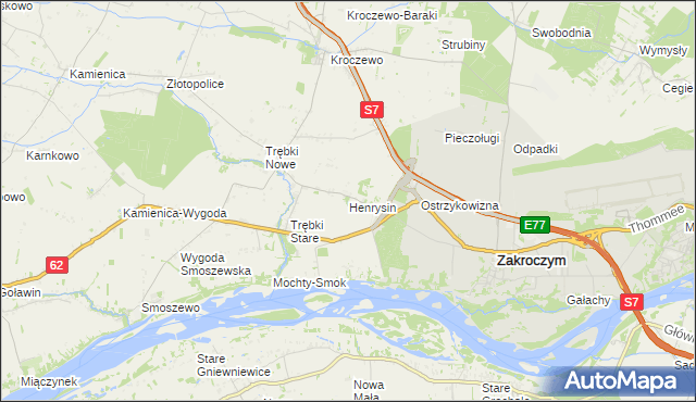 mapa Henrysin gmina Zakroczym, Henrysin gmina Zakroczym na mapie Targeo