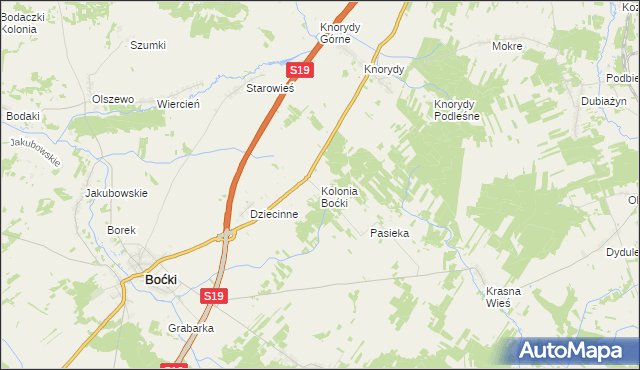 mapa Kolonia Boćki, Kolonia Boćki na mapie Targeo