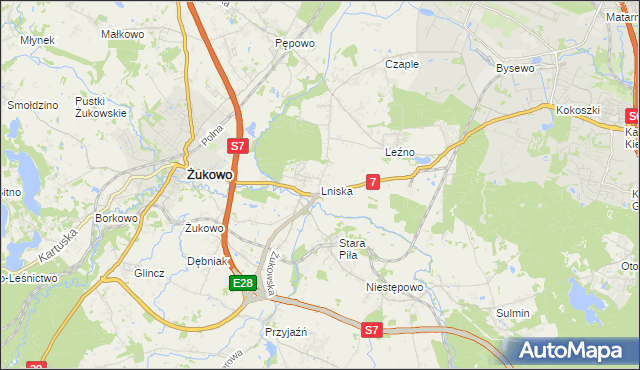 mapa Lniska, Lniska na mapie Targeo