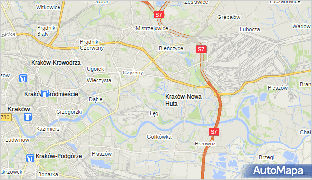 mapa Nowa Huta gmina Kraków, Nowa Huta gmina Kraków na mapie Targeo