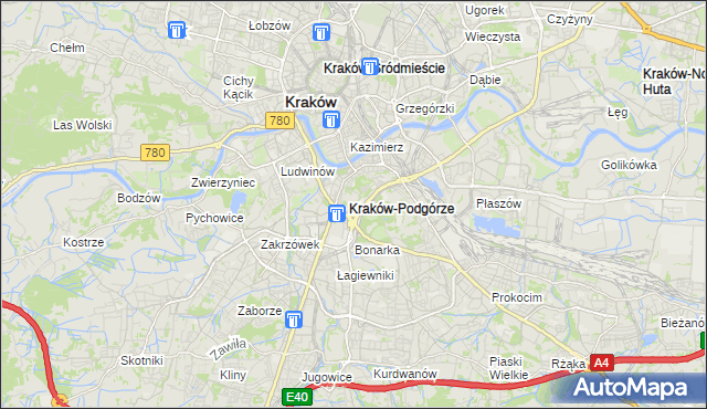 mapa Podgórze gmina Kraków, Podgórze gmina Kraków na mapie Targeo