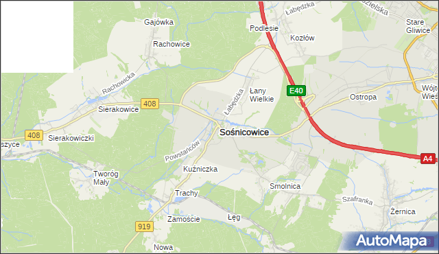 mapa Sośnicowice, Sośnicowice na mapie Targeo
