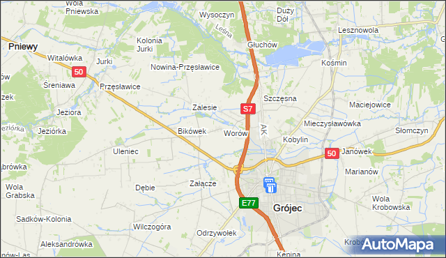 mapa Worów, Worów na mapie Targeo