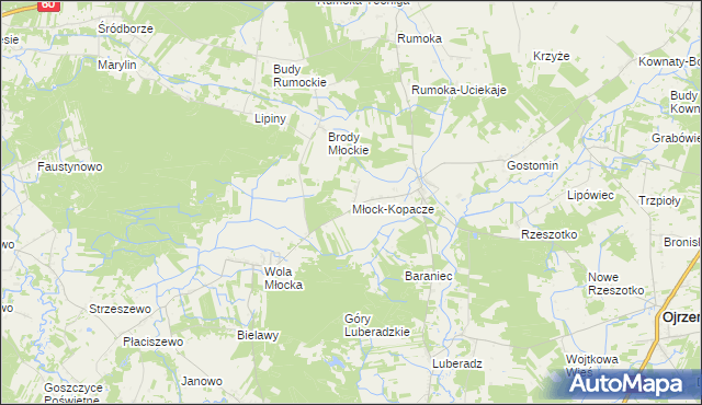 mapa Młock-Kopacze, Młock-Kopacze na mapie Targeo