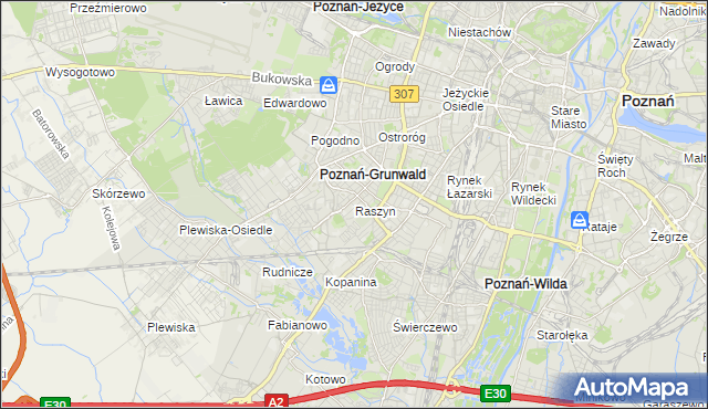 mapa Raszyn gmina Poznań, Raszyn gmina Poznań na mapie Targeo