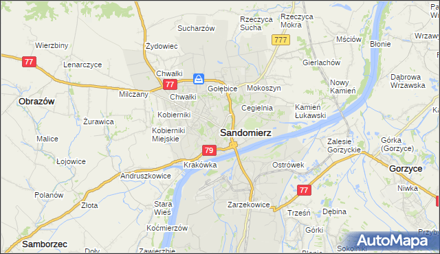 mapa Sandomierza, Sandomierz na mapie Targeo