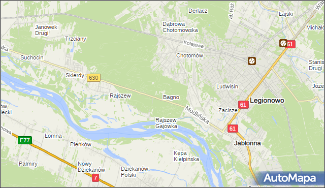 mapa Bagno gmina Jabłonna, Bagno gmina Jabłonna na mapie Targeo