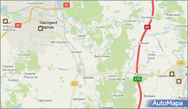 mapa Barchnowy, Barchnowy na mapie Targeo