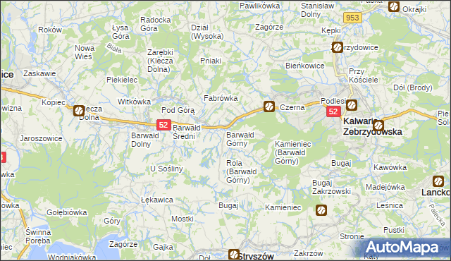mapa Barwałd Górny, Barwałd Górny na mapie Targeo