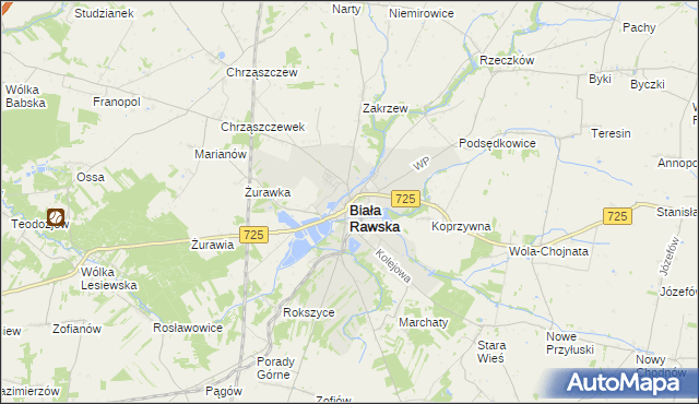 mapa Biała Rawska, Biała Rawska na mapie Targeo