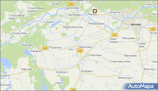 mapa Biezdrowo, Biezdrowo na mapie Targeo