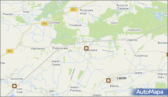 mapa Bobrówka gmina Laszki, Bobrówka gmina Laszki na mapie Targeo