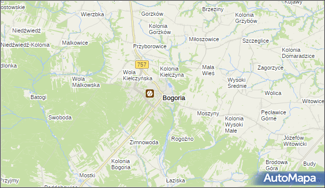 mapa Bogoria powiat staszowski, Bogoria powiat staszowski na mapie Targeo