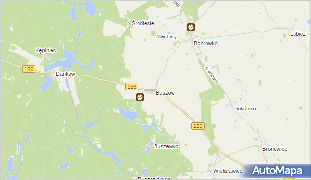 mapa Buszów gmina Strzelce Krajeńskie, Buszów gmina Strzelce Krajeńskie na mapie Targeo