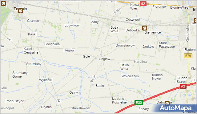 mapa Cegłów gmina Baranów, Cegłów gmina Baranów na mapie Targeo