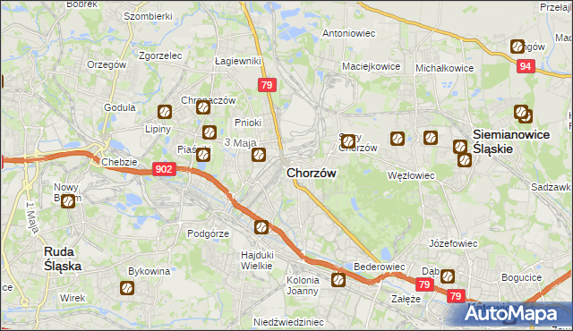mapa Chorzów, Chorzów na mapie Targeo
