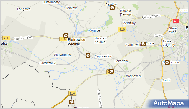 mapa Cyprzanów, Cyprzanów na mapie Targeo