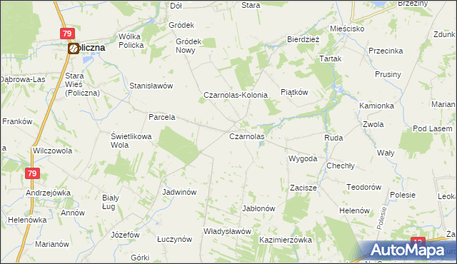 mapa Czarnolas gmina Policzna, Czarnolas gmina Policzna na mapie Targeo