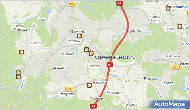 mapa Czerwionka-Leszczyny, Czerwionka-Leszczyny na mapie Targeo