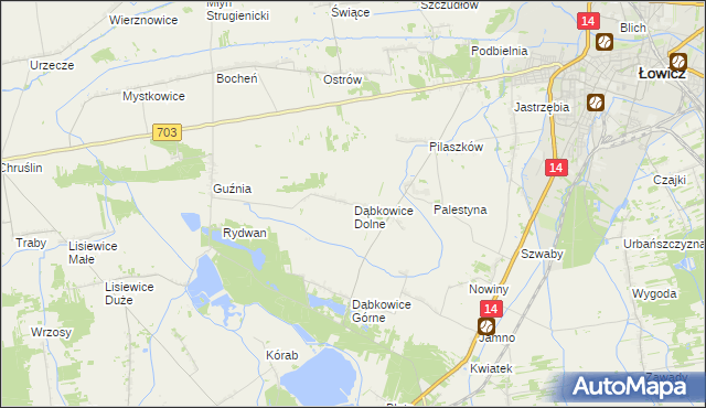 mapa Dąbkowice Dolne, Dąbkowice Dolne na mapie Targeo