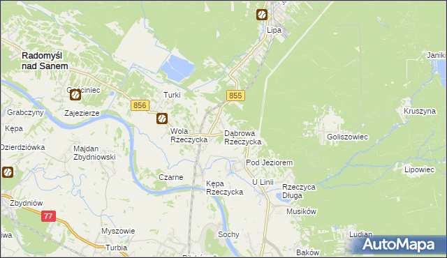 mapa Dąbrowa Rzeczycka, Dąbrowa Rzeczycka na mapie Targeo