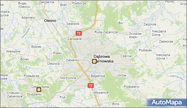 mapa Dąbrowa Tarnowska, Dąbrowa Tarnowska na mapie Targeo