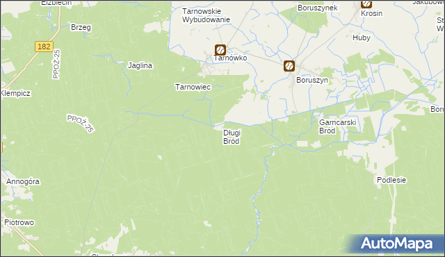 mapa Długi Bród gmina Połajewo, Długi Bród gmina Połajewo na mapie Targeo