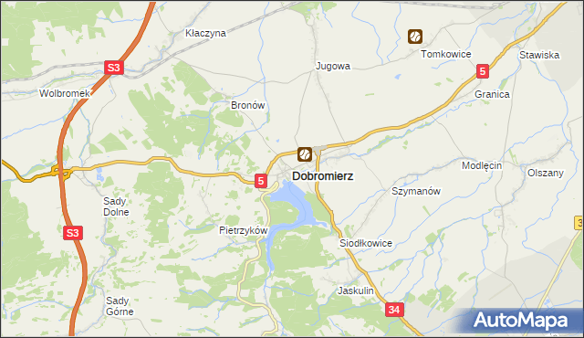 mapa Dobromierz powiat świdnicki, Dobromierz powiat świdnicki na mapie Targeo