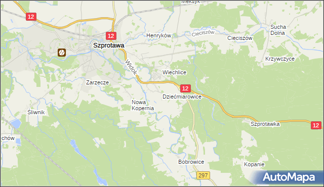 mapa Dziećmiarowice, Dziećmiarowice na mapie Targeo