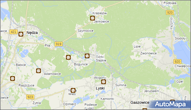 mapa Górki Śląskie, Górki Śląskie na mapie Targeo